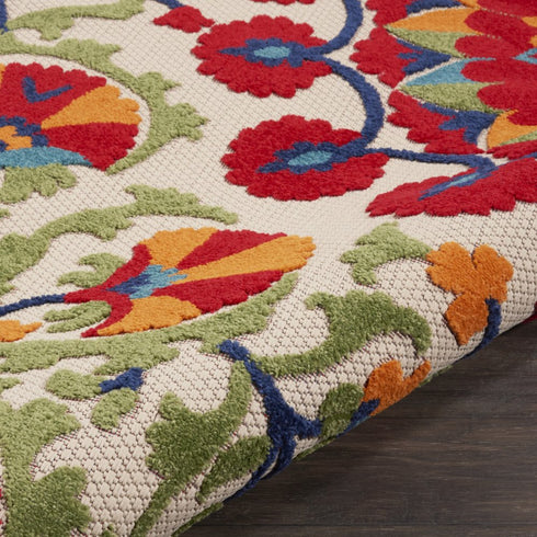 Red and Multicolor Indoor Outdoor Runner Rug